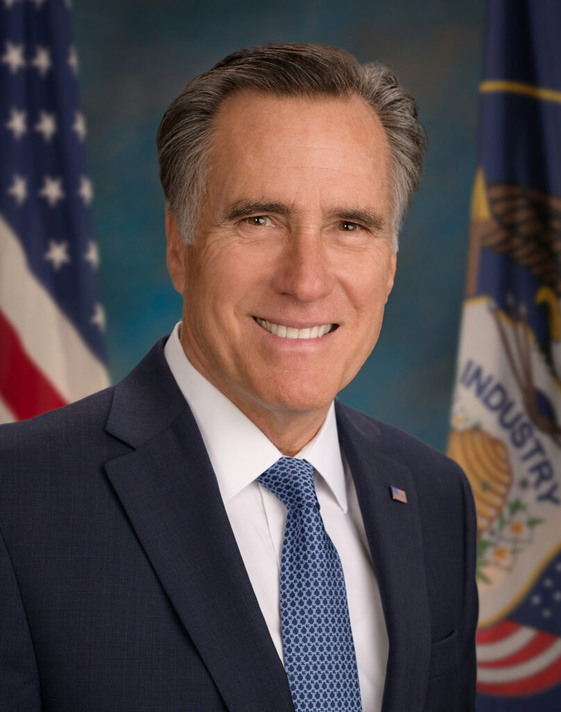 Official Senate portrait of Senator Mitt Romney (R-Utah).