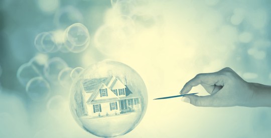 Housing market bubble burst concept