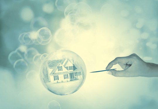 Housing market bubble burst concept