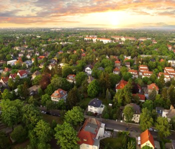 Aerial View of suburben Houses n sunset - germany