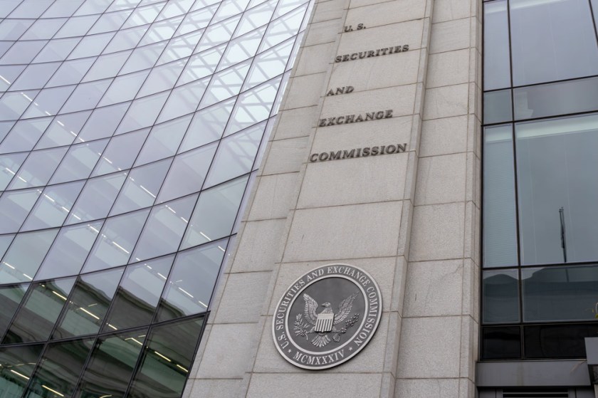 Washington, DC, USA- January 13, 2020: SEC sign and logo on the building in Washington DC. The U.S. Securities and Exchange Commission is an independent agency of the United States federal government.