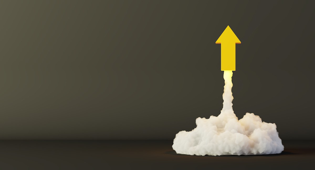 Arrows being launched, success and growth concepts, original 3d rendering
