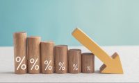 blocks with percentage symbols gradually getting smaller with an arrow pointing down decreasing