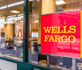 Washington DC, USA - March 4, 2017: Wells Fargo bank entrance with sign