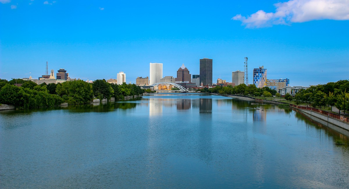 Skyline of Rochester New York, a city that is in Western NY