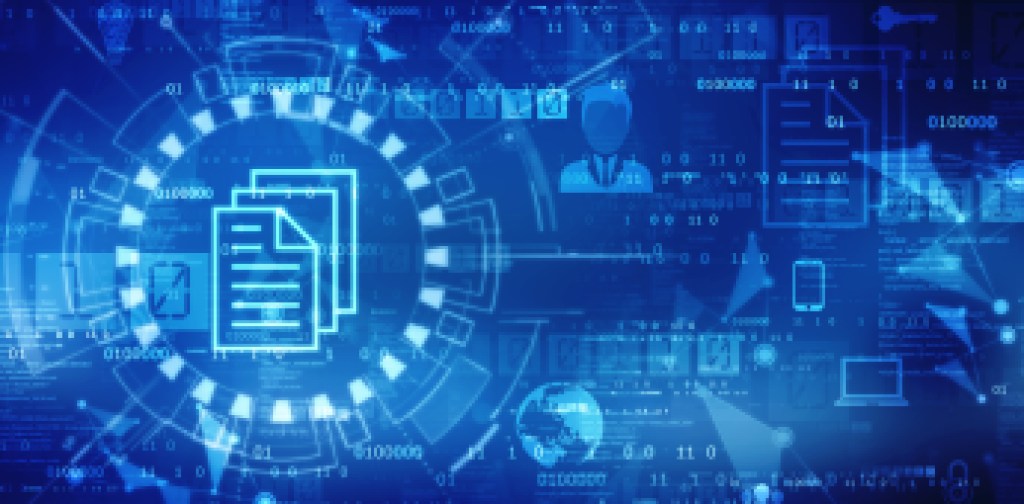 Digital Abstract technology background, Binary Background, Document Icon in Business Abstract Background