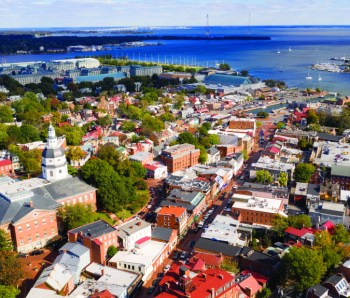 Aerial Panoramic View Annapolis Maryland State House Capital Cit