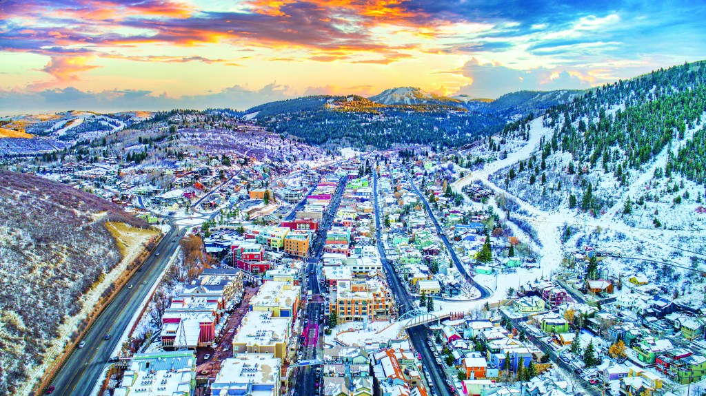Downtown Park City, Utah, USA Skyline Aerial Panorama
