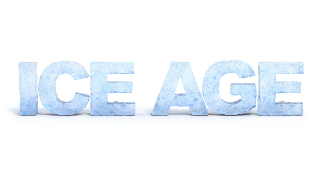 Ice age letters made of ice 3d rendering