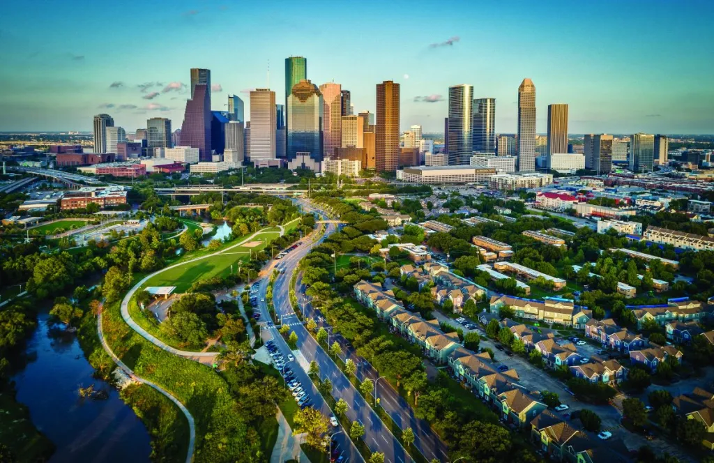 Houston, Texas Skyline At Sunset