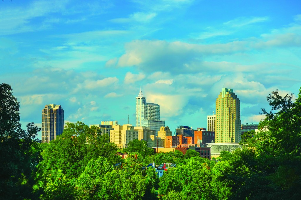 A beautiful cityscape of downtown Raleigh, North Carolina under