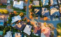 birds-eye view of high income single family home neighborhood