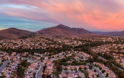 birds-eye view of mountain desert medium income neighborhood