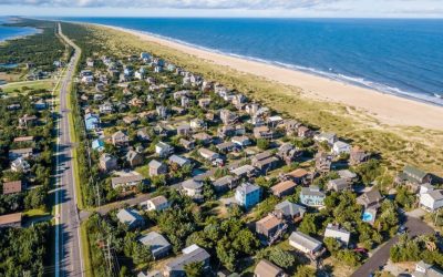 birds-eye view of high income single-family home beach coastal neighborhood