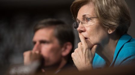 Sen. Elizabeth Warren listens to testimony by U.S. Air Force Gen. Paul J. Selva, Vice Chairman of the Joint Chiefs of Staff, during a Senate Armed Services Committee hearing on Capitol Hill in Washington, July 18, 2017. The hearing was held to consider Gen. Selva’s reappointment to the grade of general and as the Vice Chairman. (DoD Photo by U.S. Army Sgt. James K. McCann, used under CC BY 2.0 license)