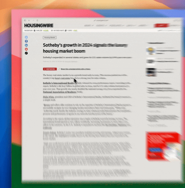 HousingWire sharing articles with friends feature