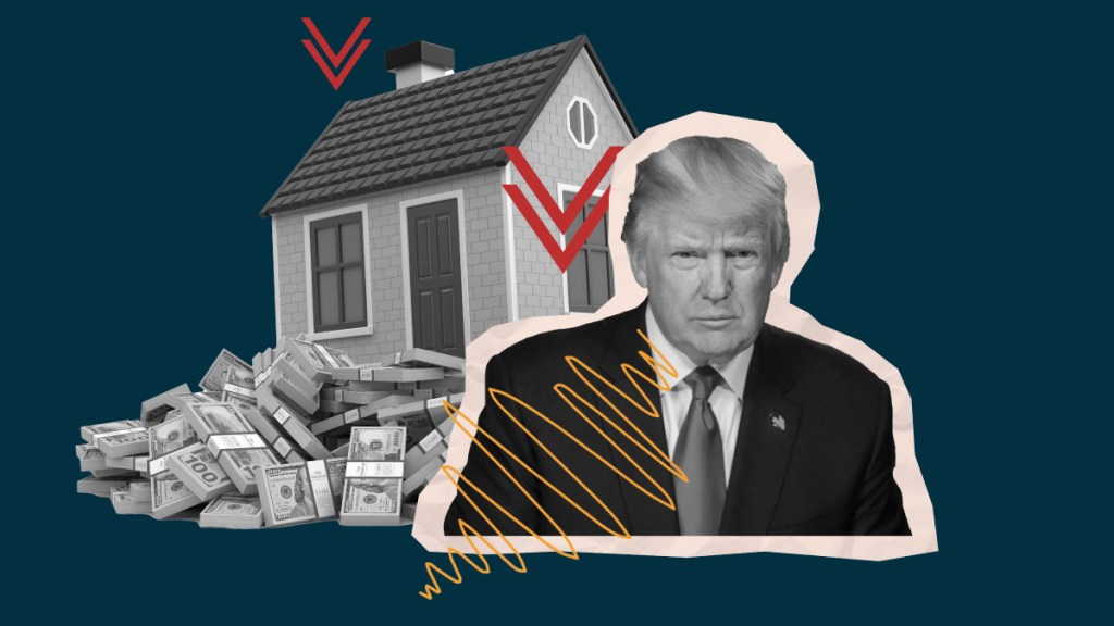 Trump house down arrow money