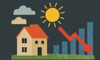 Mortgage rate house down arrow