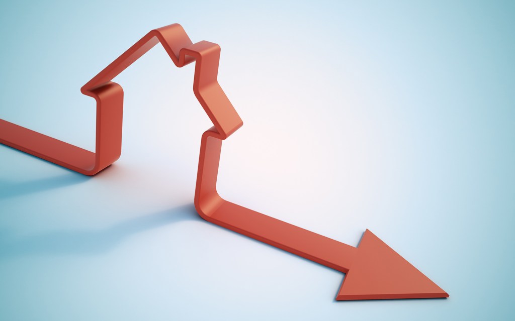 Falling home sales 3D illustration