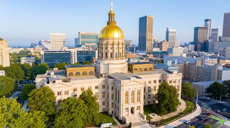 2023 aerial drone photo Georgia State Capitol Building in Atlant