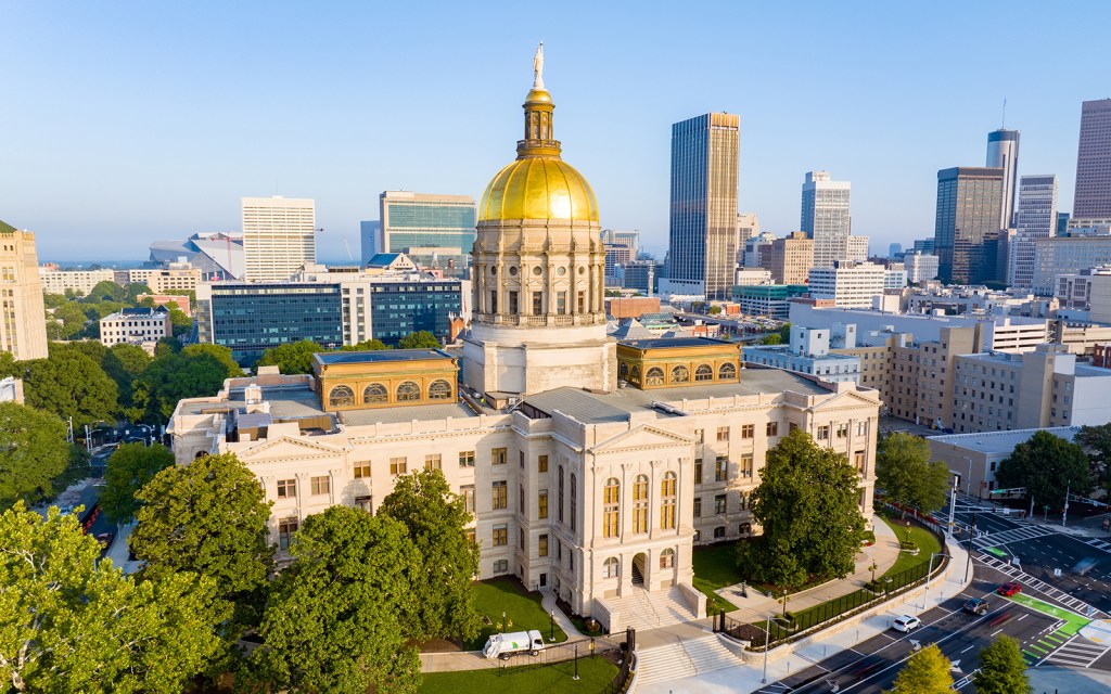 2023 aerial drone photo Georgia State Capitol Building in Atlant