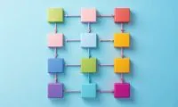 Colorful vertical flowchart with rectangular blocks and arrows d