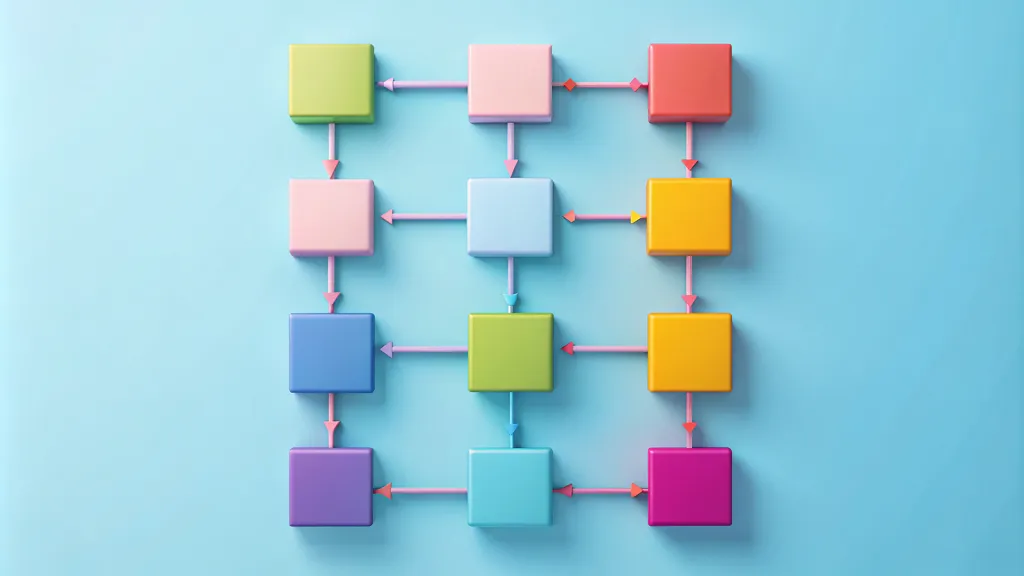 Colorful vertical flowchart with rectangular blocks and arrows d