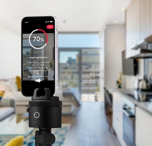 Smart phone recording video in an apartment.