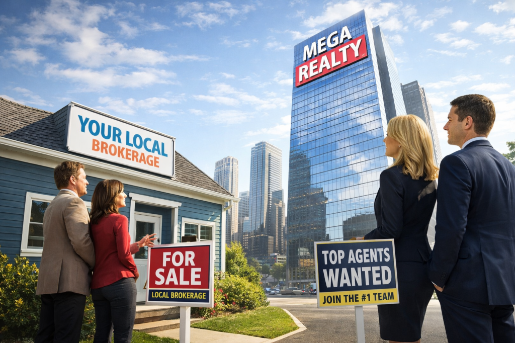 Local brokerage faces corporate giants