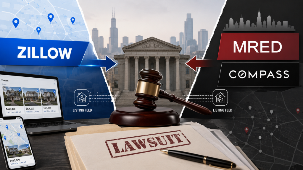 Op-ed argues Zillow’s Compass and MRED lawsuit follows NAR’s March 2025 delayed syndication option, focusing on MLS data access.