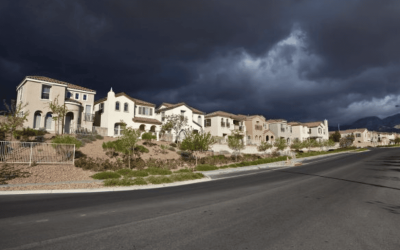 Storm clouds over houses